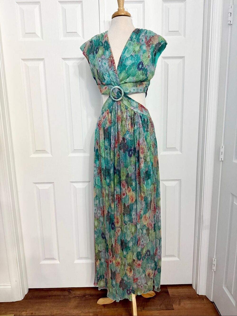 Ramy Brook Garden Shimmer Genesis Cutout Maxi Dress 10